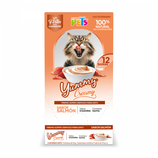 🐱Paquete de 5 sobres de Yummy Creamy Mix de Sabores para Gato (56 gr 4 tubos de 14 gr c/u)