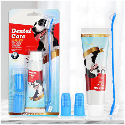 Cepillo De Dientes Doble, 2 De Dedo y 1 Pasta De Dientes Para Mascota (1PZA)