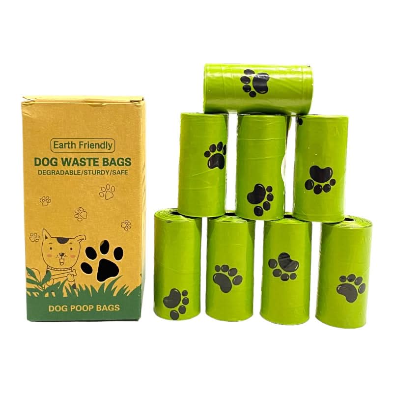 Caja con 8 piezas de bolsas biodegradables para desechos de mascota