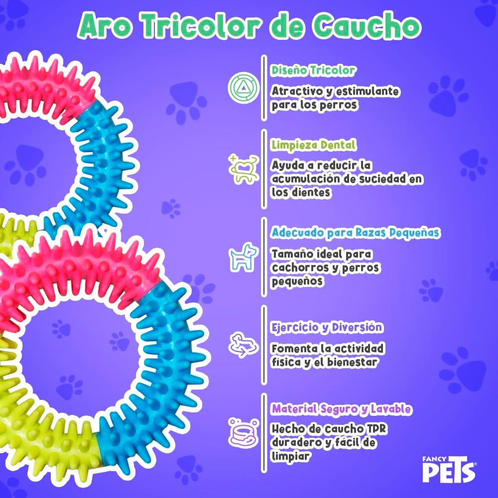 Juguete Aro Tricolor de Caucho Fancy Pets