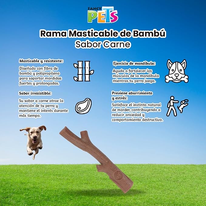 Juguete Rama Bambú Plus Sabor Carne | Fancy Pets TIEMPO DE ENTREGA DE 7 A 10 DIAS