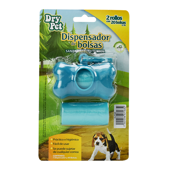 🔑🐾 Dispensador con Bolsas Sanitarias Dry Pet 40 Bolsas