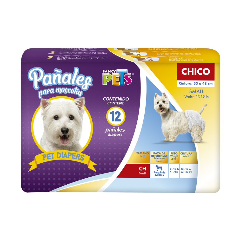 👶🐶 Pañales Fancy Pets® Talla Chica (12 pz)