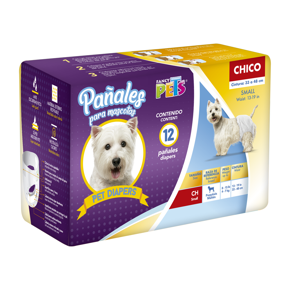 👶🐶 Pañales Fancy Pets® Talla Chica (12 pz)
