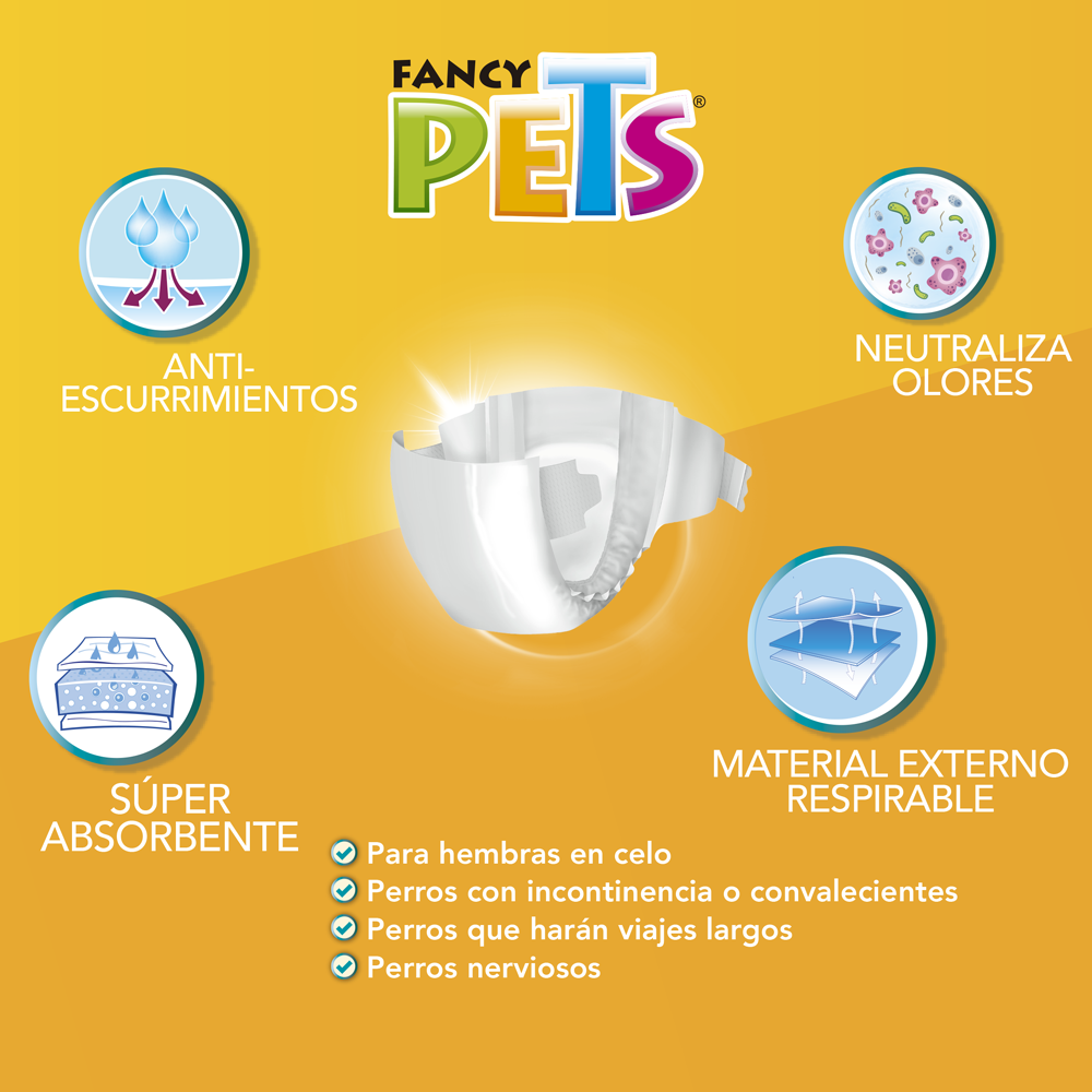 👶🐶 Pañales Fancy Pets® Talla Chica (12 pz)