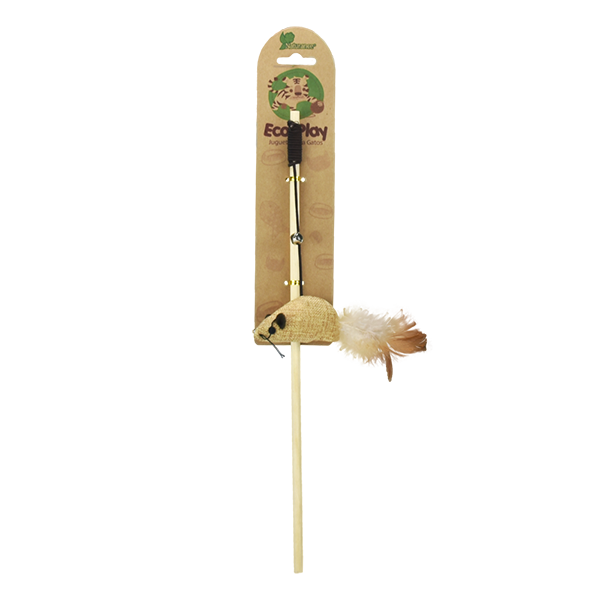🎣🐱 Juguete Caña con Ratón para Gato Ecoplay
