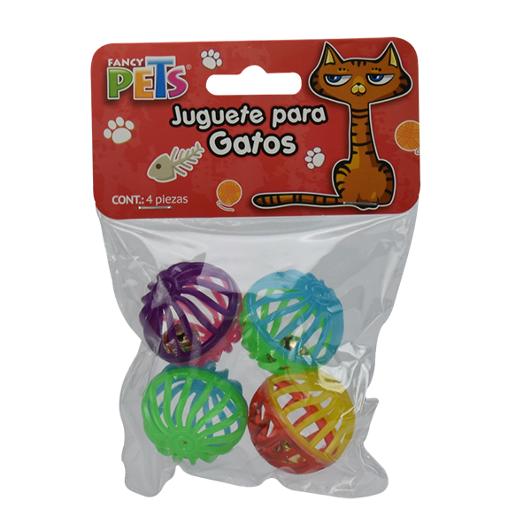📦🐱 Juguete Pelota Bicolor 4 Piezas