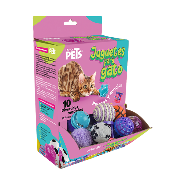 📦🐱 Caja de Pelotas y Sonajas para Gato 48 Piezas Fancy Pets