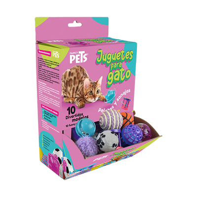 📦🐱 Caja de Pelotas y Sonajas para Gato 48 Piezas Fancy Pets