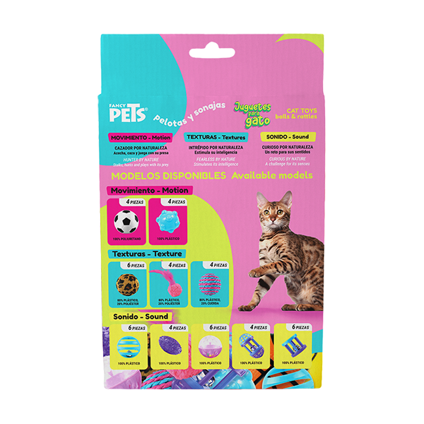 📦🐱 Caja de Pelotas y Sonajas para Gato 48 Piezas Fancy Pets