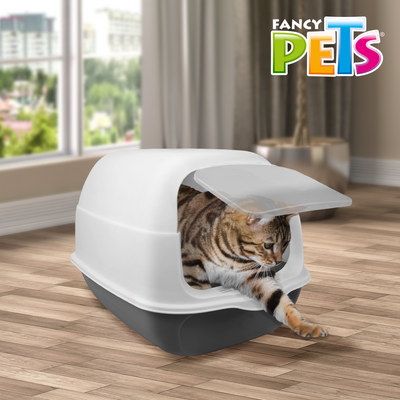 📦🐱 Arenero Cubierto CH Gris con Pala Fancy Pets 33 cm x 35 cm x 50 cm