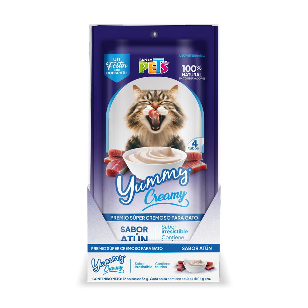 🐟🐱 Caja Display Yummy Creamy para Gato Sabor Atún (12 piezas)