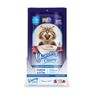 🐟🐱 Caja Display Yummy Creamy para Gato Sabor Atún (12 piezas)