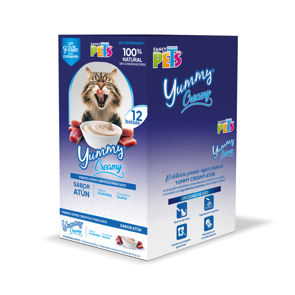 🐟🐱 Caja Display Yummy Creamy para Gato Sabor Atún (12 piezas)