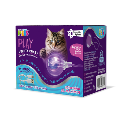 🐱🔮 Pelota Crazy p/Gato c/Luz y Movimiento Fancy Pets®