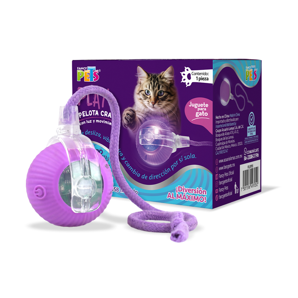 🐱🔮 Pelota Crazy p/Gato c/Luz y Movimiento Fancy Pets®