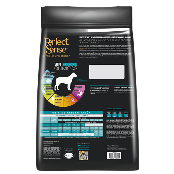 🐶🦴 Alimento Seco Perfect Sense® Cachorro Razas Medianas, Grandes y Gigantes (MLB) 3kg