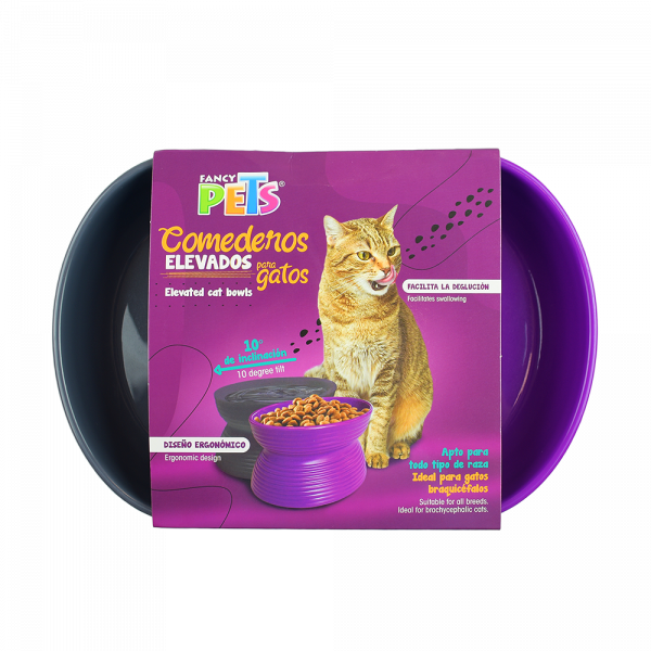 🥣🐱 Set de 2 Tazones Elevados e Inclinados para Gato Fancy Pets