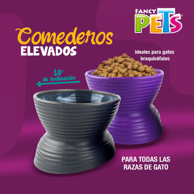 🥣🐱 Set de 2 Tazones Elevados e Inclinados para Gato Fancy Pets