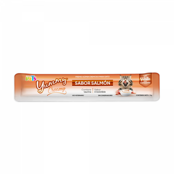 🐟 Premio Cremoso Yummy Creamy® para Gato 12 bolsas 56 gr y 4 tubos de 14 gr