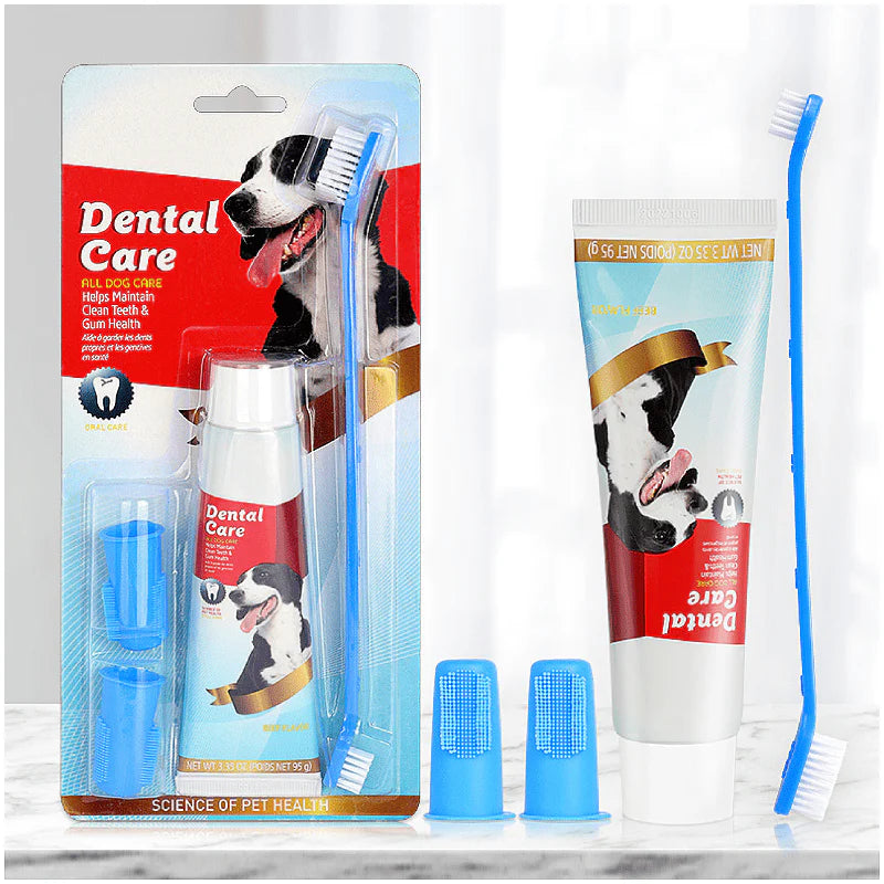 Cepillo De Dientes Doble, 2 De Dedo y 1 Pasta De Dientes Para Mascota (1PZA)