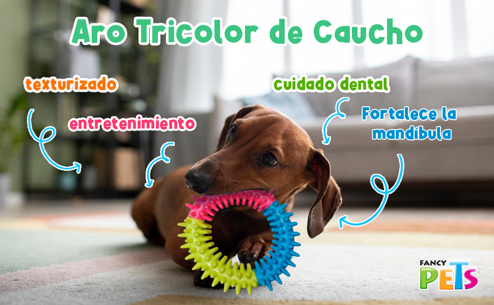 Juguete Aro Tricolor de Caucho Fancy Pets